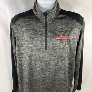 SCHOLASTIC 1/4 ZIP LONG SLEEVE PULLOVER SHIRT MOCK NECK ADULT MEDIUM GRAY BLACK